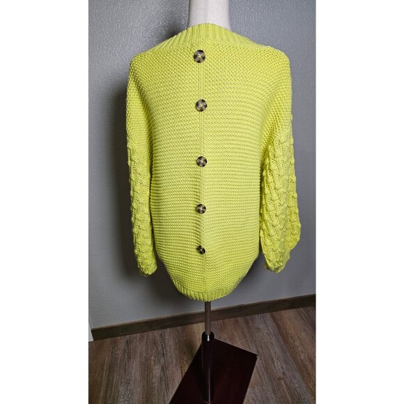 Blu Pepper Yellow Chunky Sweater Oversized Textured Statement Sleeves Size S - Picture 4 of 12